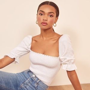 Reformation White Clementine Top